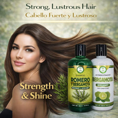 HIGH SUPREME Shampoo bottle close-up highlights natural rosemary and bergamot scent.