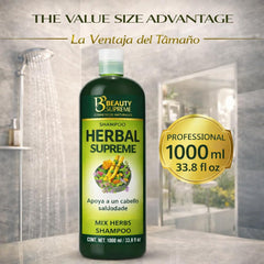 HIGH SUPREME rosemary, jojoba, and horsetail visual suggesting shine and balance.
