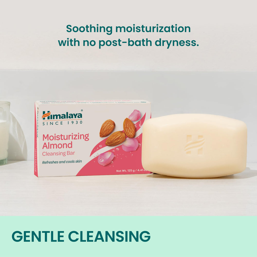 Himalaya almond cleansing bar rose enrichment emphasizes soothing aroma.