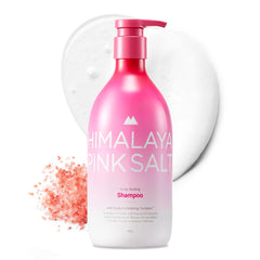HIMALAYA PINKSALT scalp shampoo bottle showing exfoliation and cleansing benefits.