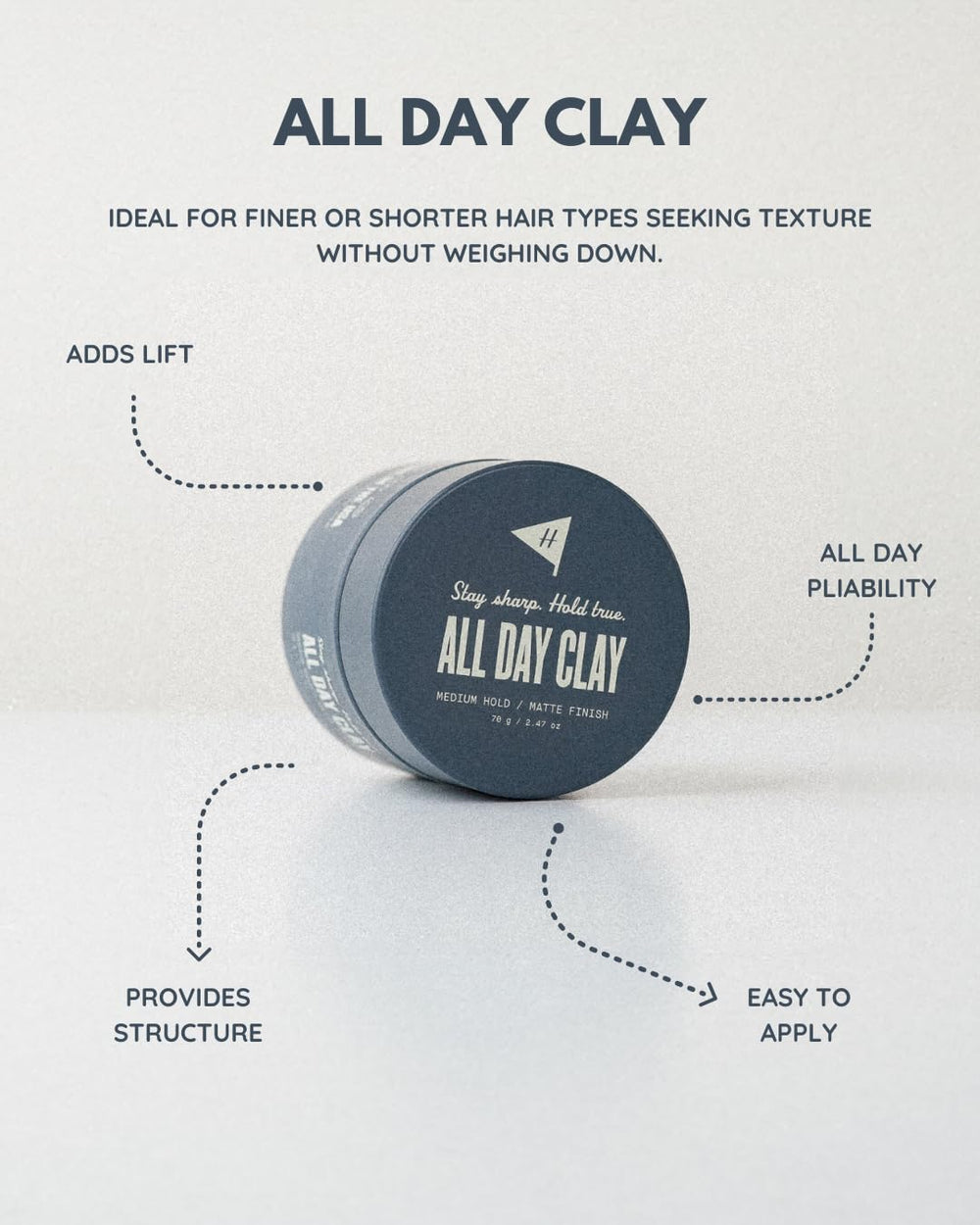 Hitch All Day Clay texture emulsifies in hand for smooth application.