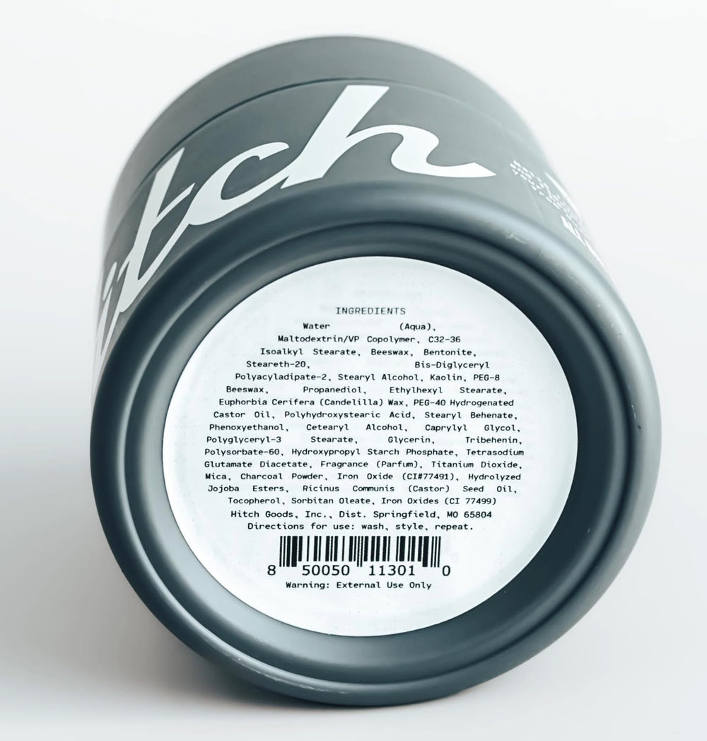 Hitch All Day Clay water-based formula easy to rinse.