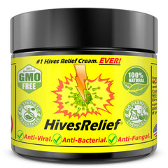 HivesRelief Cream bottle front for fast hive relief.