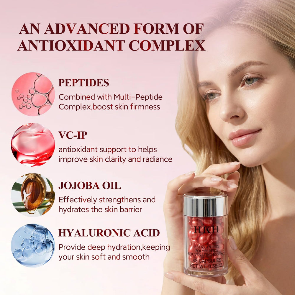 HKH Peptide Serum Capsules feature astaxanthin for antioxidant-rich care