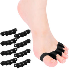HLOES toe spacers close-up shows ergonomic design for comfortable toe separation.