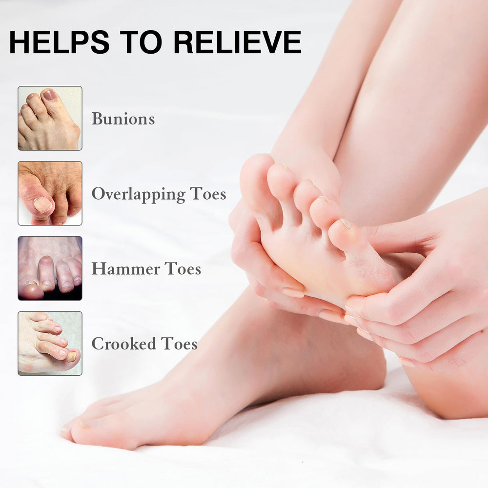 HLOES toe spacers highlight soft skin friendly materials for gentle long wear.