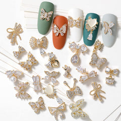 HNUIX butterfly charms in gold copper zircon add delicate sparkle to nails for daily looks