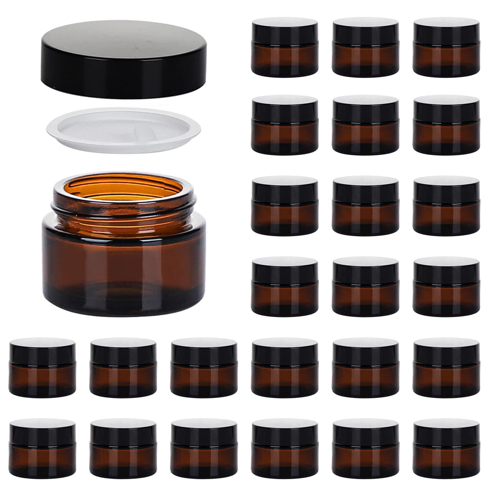11 Hoa Kinh 1oz amber glass jar with lid for travel storage.