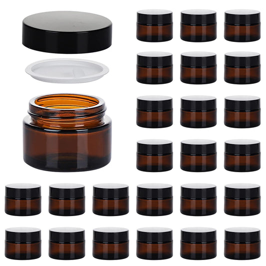 11 Hoa Kinh 1oz amber glass jar with lid for travel storage.