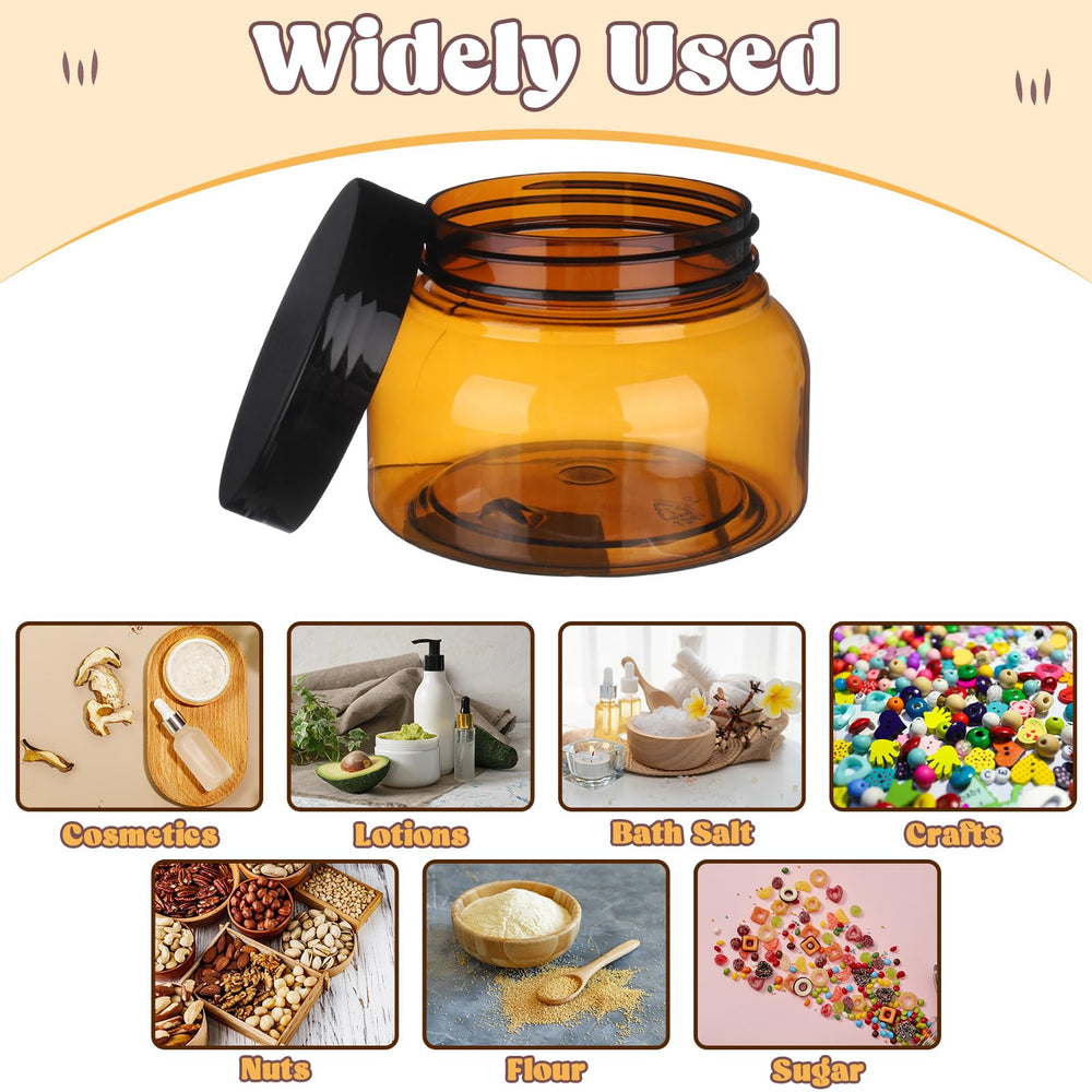 Hoemwarm amber jar with black cap for versatile packaging