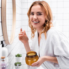 Hoemwarm setup on dressing table and bathroom shelves
