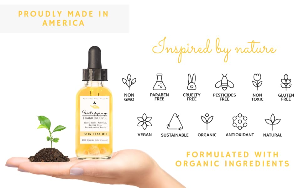 HOLISTIC APOTHECARY Frankincense resin infused oil applied to skin for day and night hydration