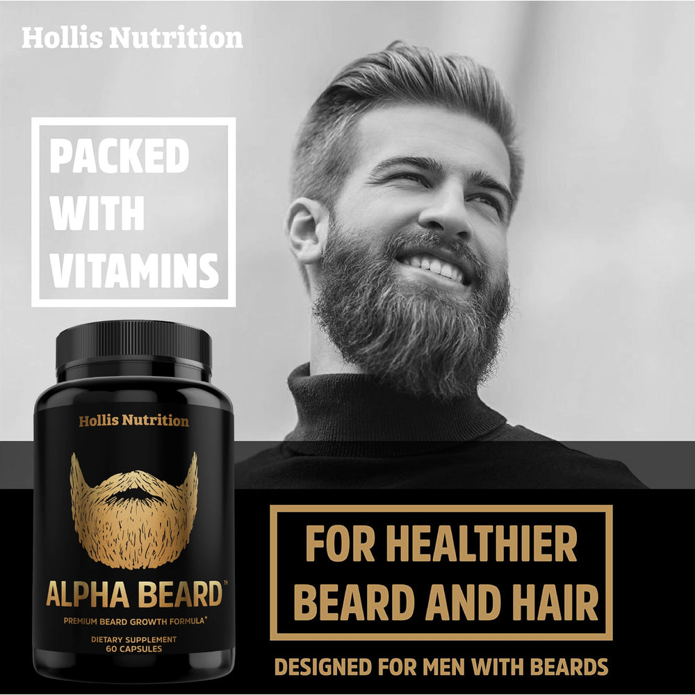 Hollis Nutrition Alpha Beard saw palmetto extract supports DHT-related maintenance.