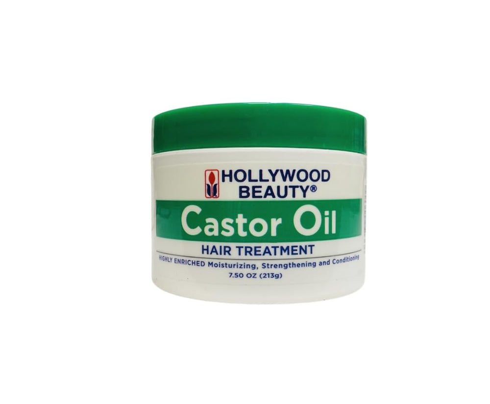 Hollywood Beauty Castor Oil Hair Treatment bottle front view showing nourishing shine