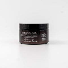 HOLY BLACK Fiber Forming Paste adds volume and thickness for fuller hair.