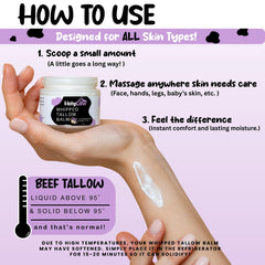 HolyCow beef tallow balm unscented base with lavender and rose notes from infusion.