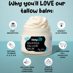 HolyCow organic jojoba oil bottle complements tallow for balanced hydration
