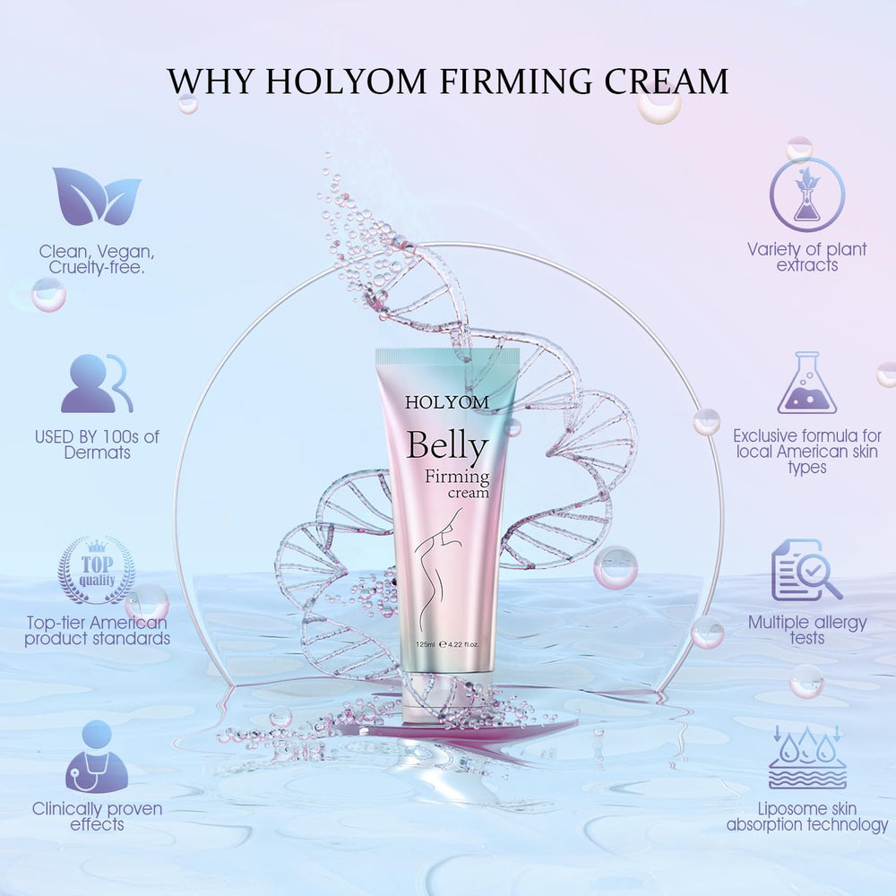 HOLYOM logo on product box conveys premium branding for skin care