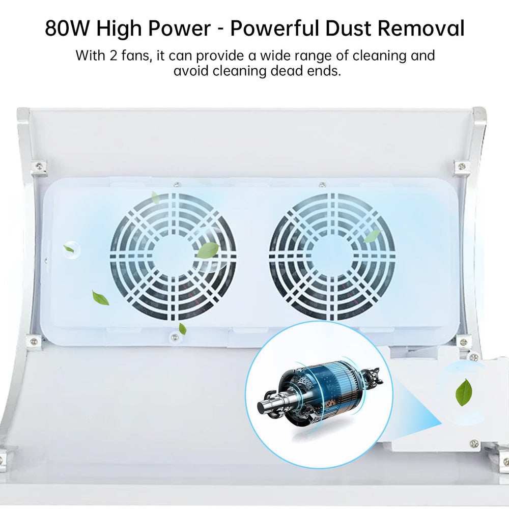 Hombasing Nail Dust Collector 80W side view illustrating compact, efficient workstation