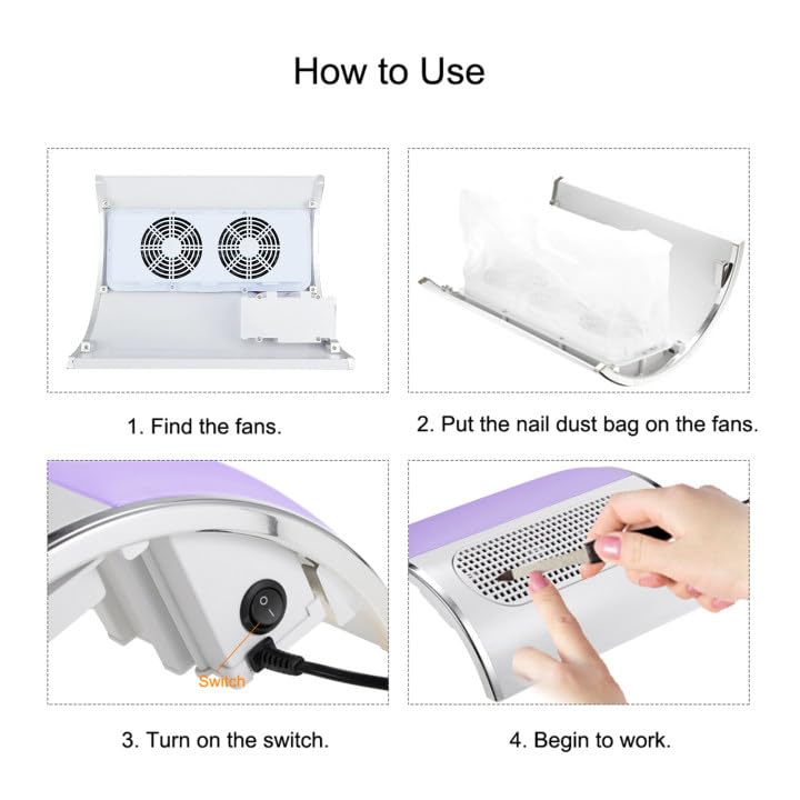 Hombasing Nail Dust Collector includes two non-woven bags for dust containment