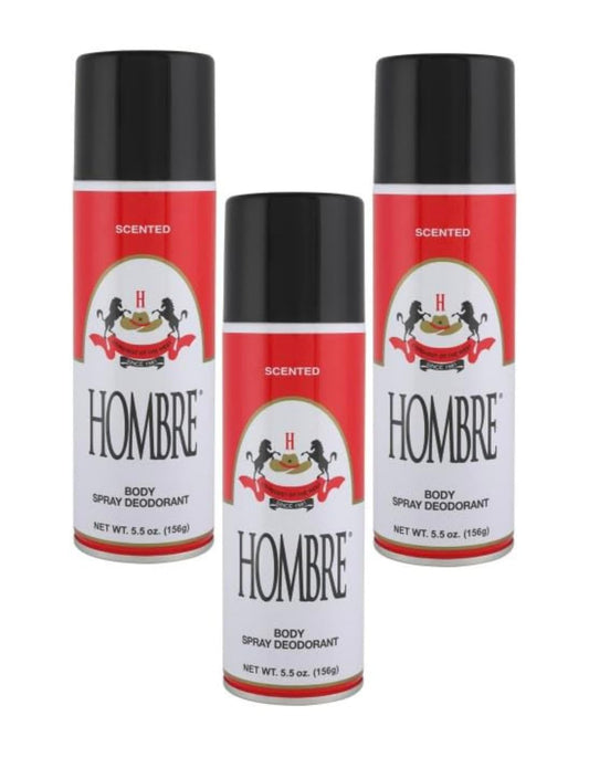 HOMBRE Red Deodorant bottle front view with long-lasting odor protection.