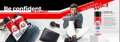 HOMBRE Red Deodorant Spray anti-stain-technology scene helps fabrics stay clean