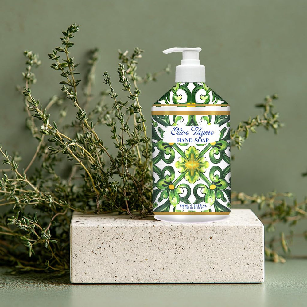Home & Body Company Dolce Breeza French Lavender hand soap bottle with pump for calm aroma