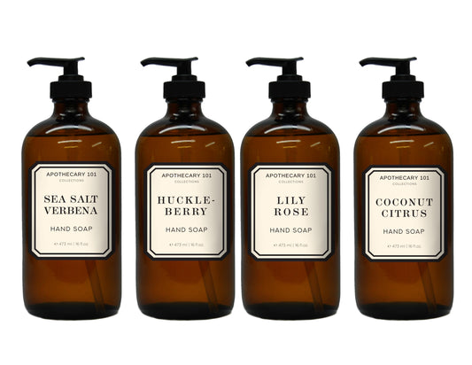 Home & Body Apothecary 101 Sea Salt Verbena bottle with amber glass and pump for easy use