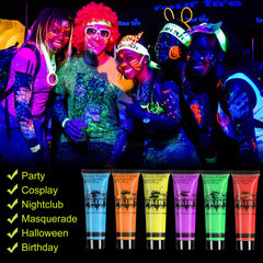 HomeHere Glow green neon face paint tube for luminous skin art under blacklight