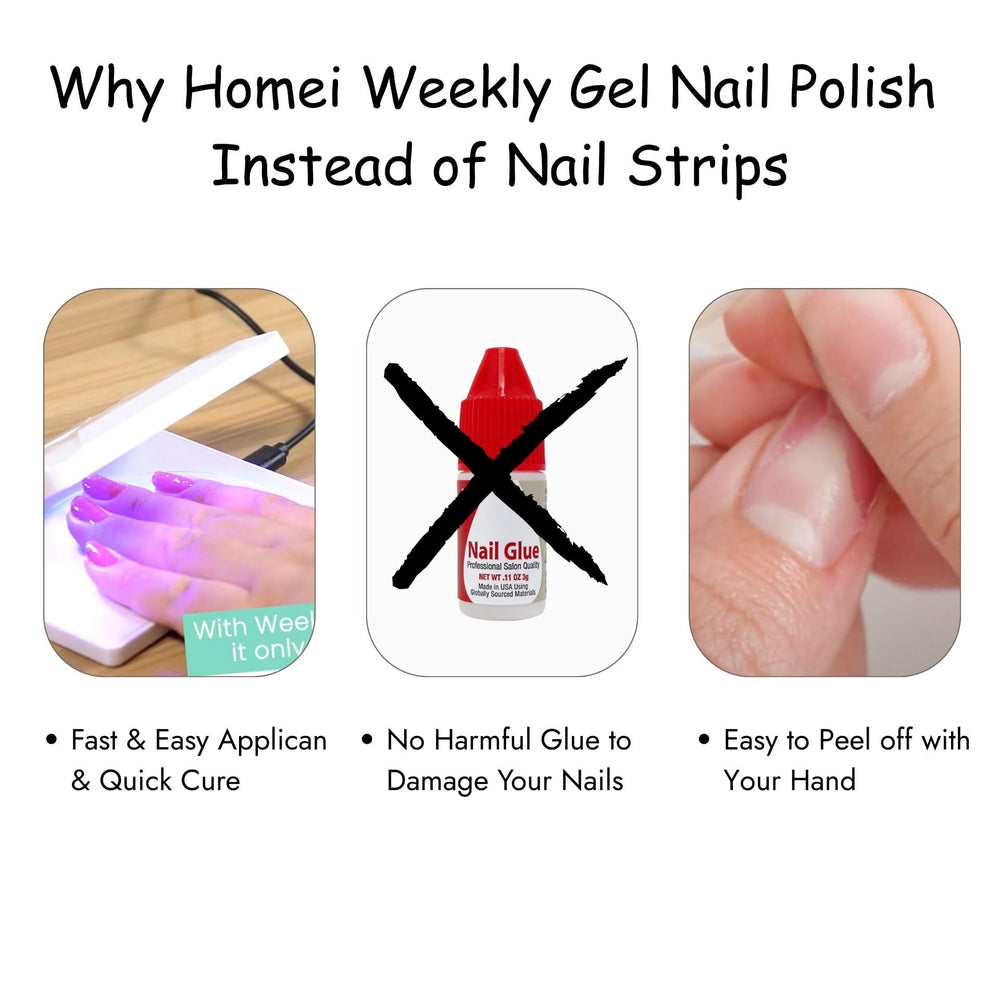 HoMei Weekly Gel quick-cure 25s shot suits fast at-home manicures