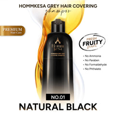 Hommkesa ingredients close-up highlights Vitamin E and Keratin for hair care.