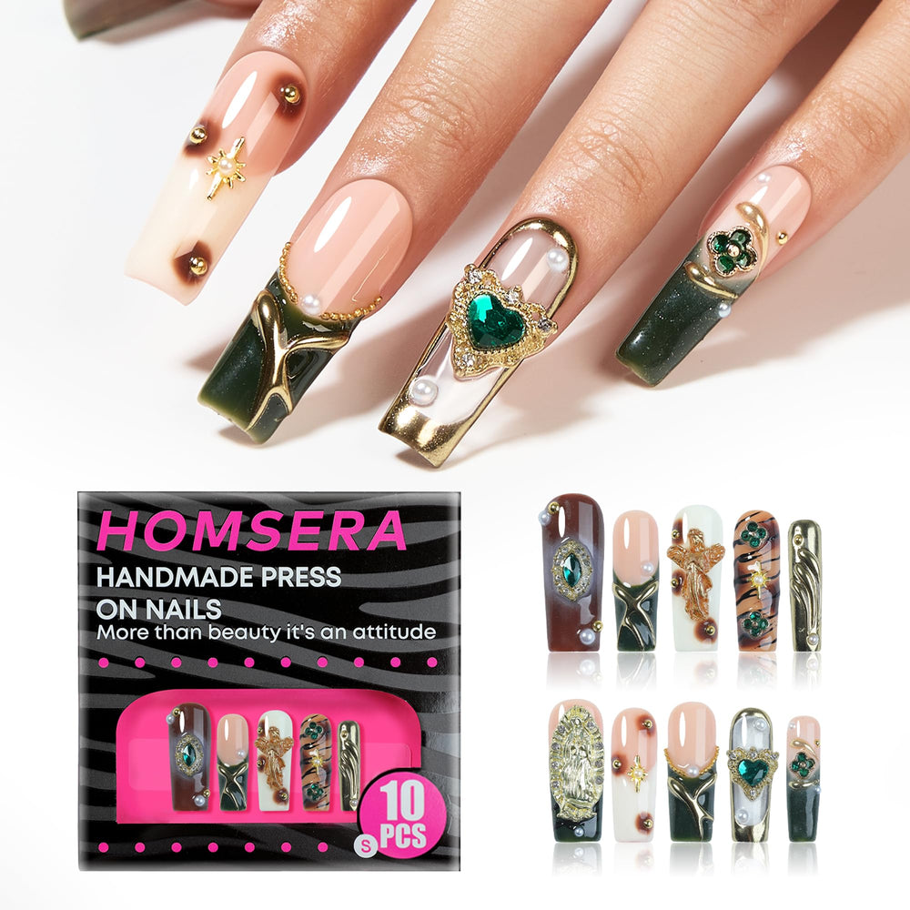 Homsera full-cover art nails offering salon-style glow with durable ABS construction at home.