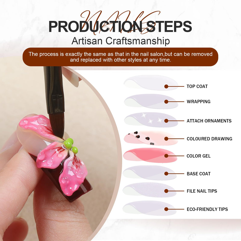 Homsera handmade nails with floral design suitable for special occasions
