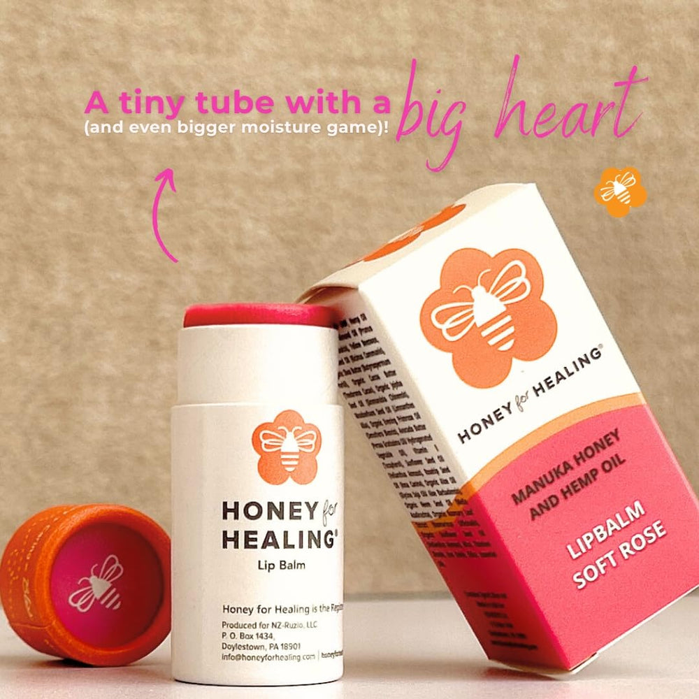 Honey for Healing Manuka Lip Balm Coconut oil blend nourishes lips through daily use.