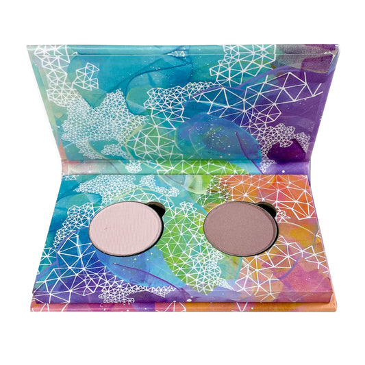 Honeybee Gardens Mini Skinny Duo Canterbury compact open, travel-friendly everyday eye looks.