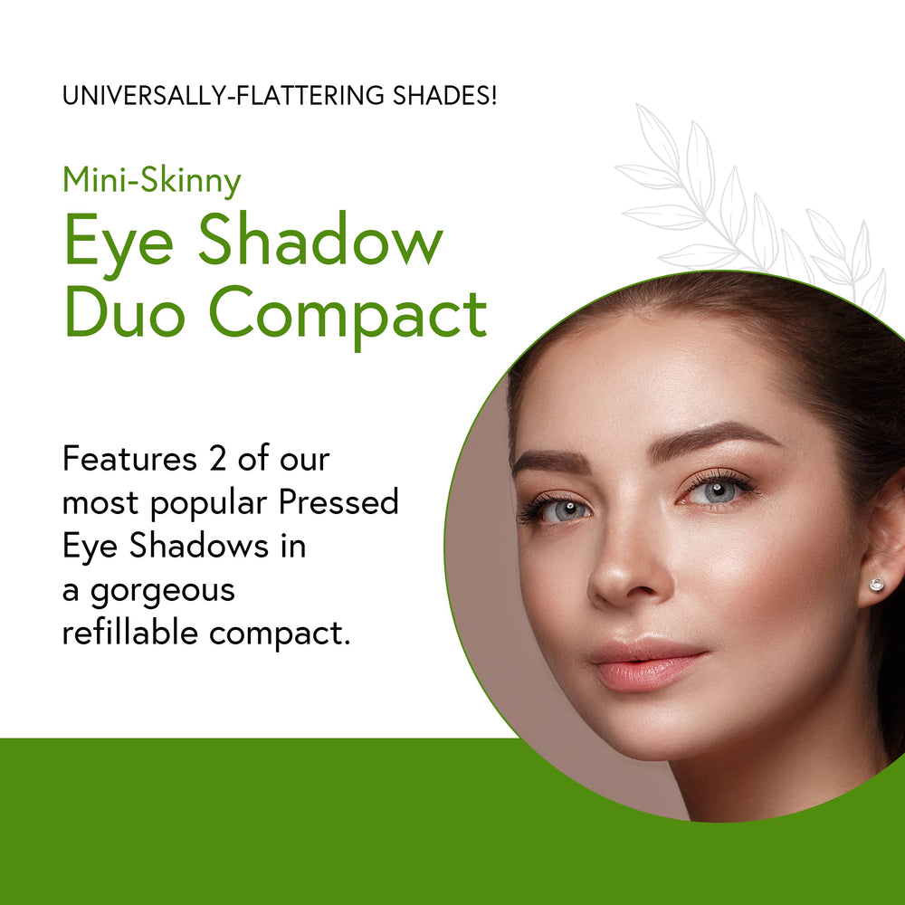 Honeybee Gardens Mini Skinny Duo Porcelain compact open, versatile shading for subtle daytime makeup.