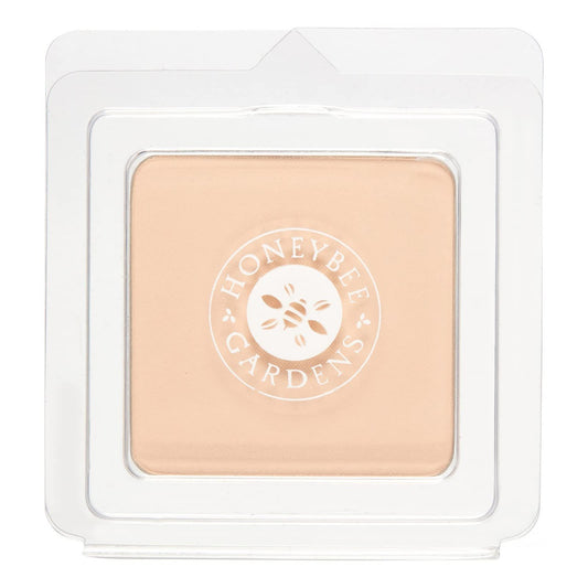 Honeybee Gardens pressed mineral foundation refill bottle closeup showing natural finish
