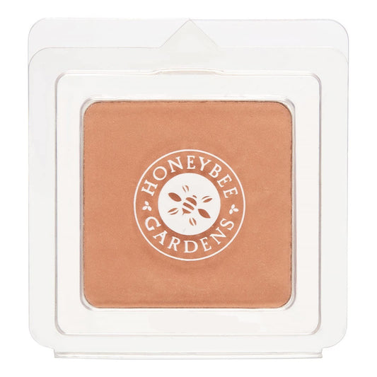 Honeybee Gardens pressed mineral foundation refill in Montego warm tan for on-the-go coverage.