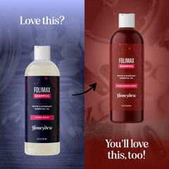 Honeydew Folimax Biotin Shampoo bottle beside lemon slices