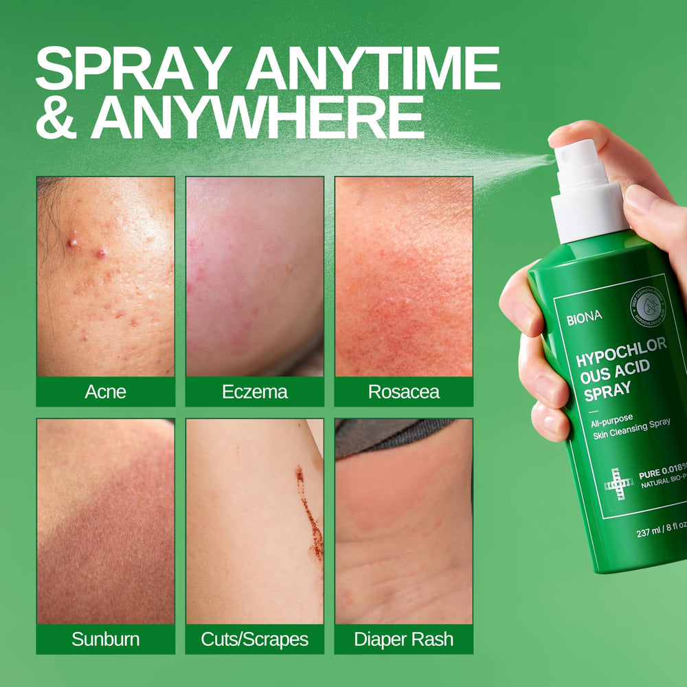 After-sun refresh with BIONA Pure spray reducing redness.