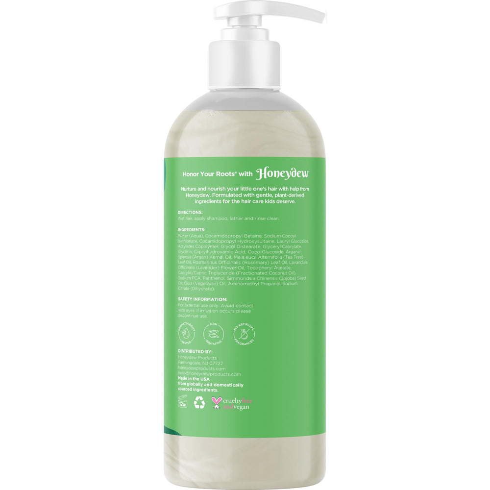 Honeydew shampoo foam lather on strands demonstrates mild, thorough cleansing