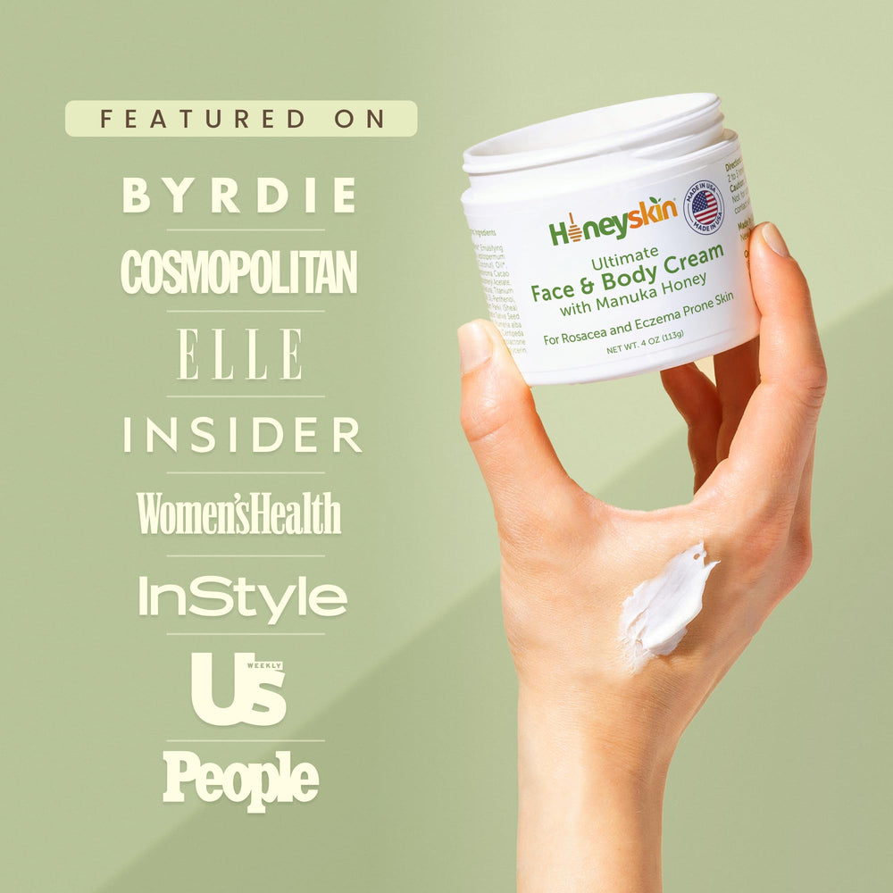 Honeyskin application shot shows gentle rub-in for face and body.