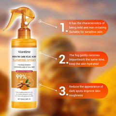 HONGYUNDA turmeric exfoliating mist closeup shows refreshed, dewy skin ready for makeup