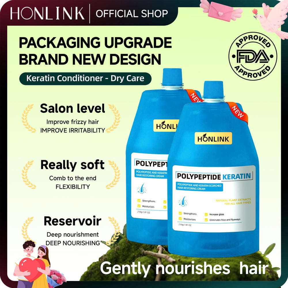 HONLINK keratin-polypeptides hair treatment for stronger, hydrated strands.