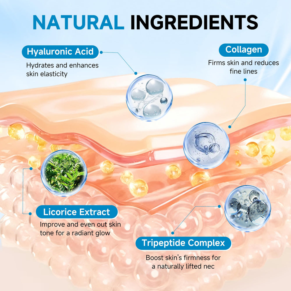 HONLINK peptide complex neck mask close-up illustrates gentle firming for a refined look