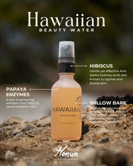 Spa-inspired setting with Honua Beauty Water suggesting daily self-care ritual