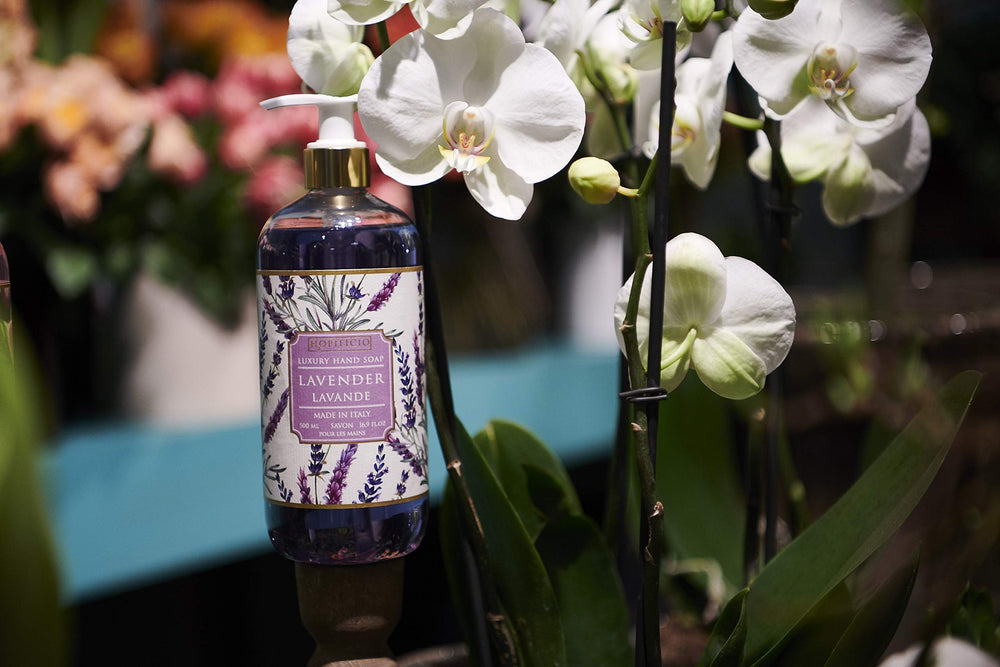 Hopificio Lavender Liquid Hand Soap label conveys luxury and natural ingredients.