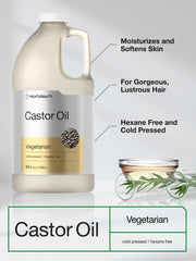 Horbaach hexane-free castor oil label emphasizes purity and gentle use.