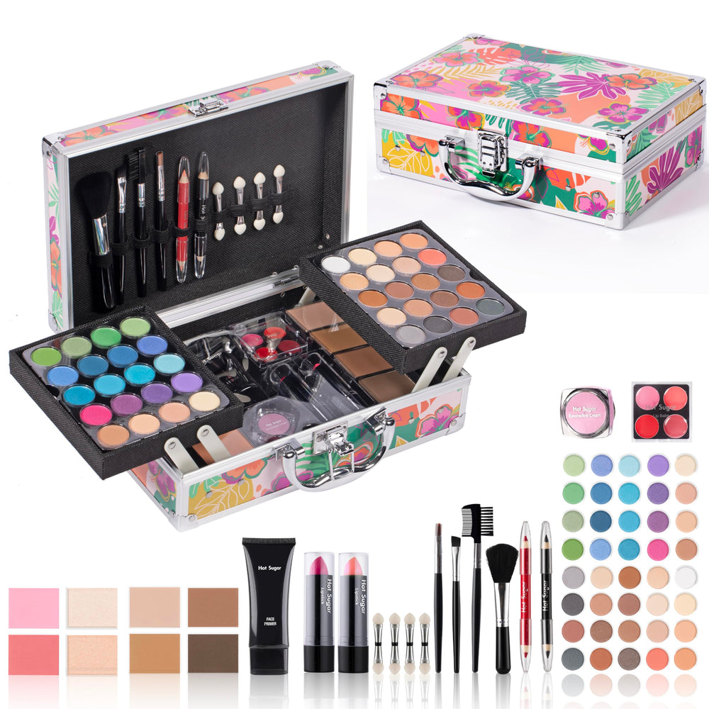 Hot Sugar makeup kit case open shows organized storage for travel.