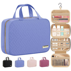 HOTOR Travel Toiletry Bag hanging on a hook for easy access while traveling